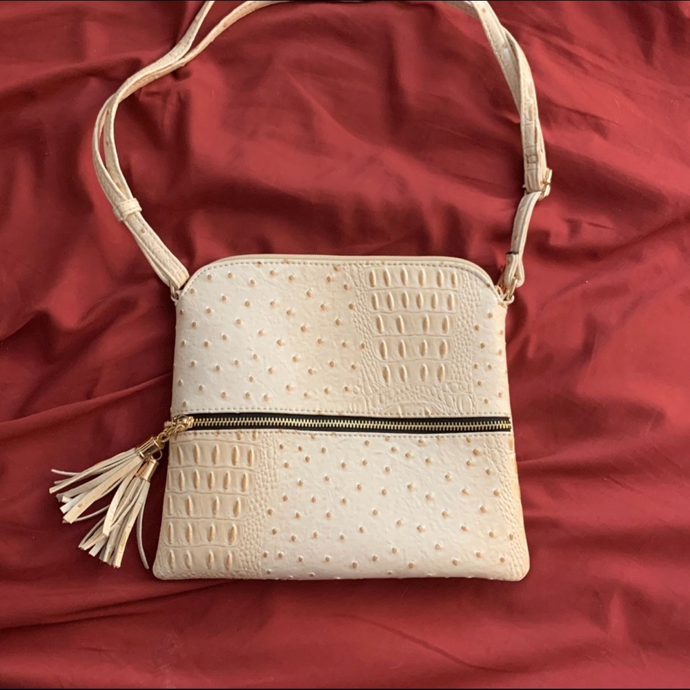 Faux ostrich crossbody